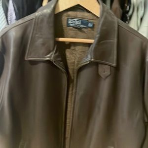 Vintage Polo Ralph Lauren Brown Soft Premium Leather Jacket Zip Up Coat Men Sz L